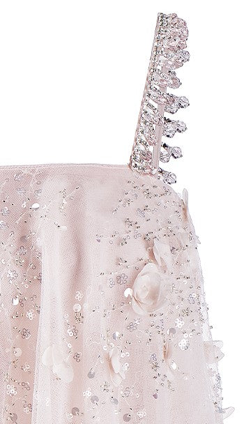 Rachel Pink Flower Embroidered Loose doll Party Dress