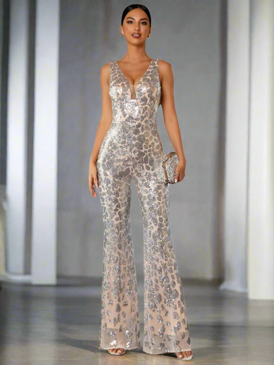 Stylish beautiful dress | Sleeveless Cutout Sequin Jumpsuits - Ideal for special occasions