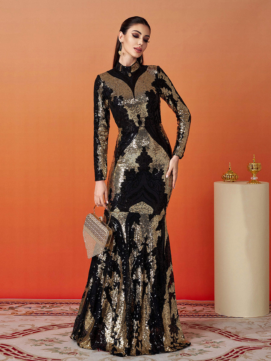 Shop  beautiful dress - Perfect for special occasions | Stand Collar Sequin Prom Dress