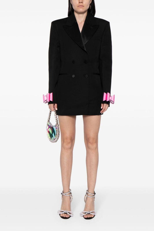 Ellalabel Pipa Crystal Bow-detail Blazer Dress - Black - Crafted from High-quality Fabrication - Designed for Elegant Occasions.