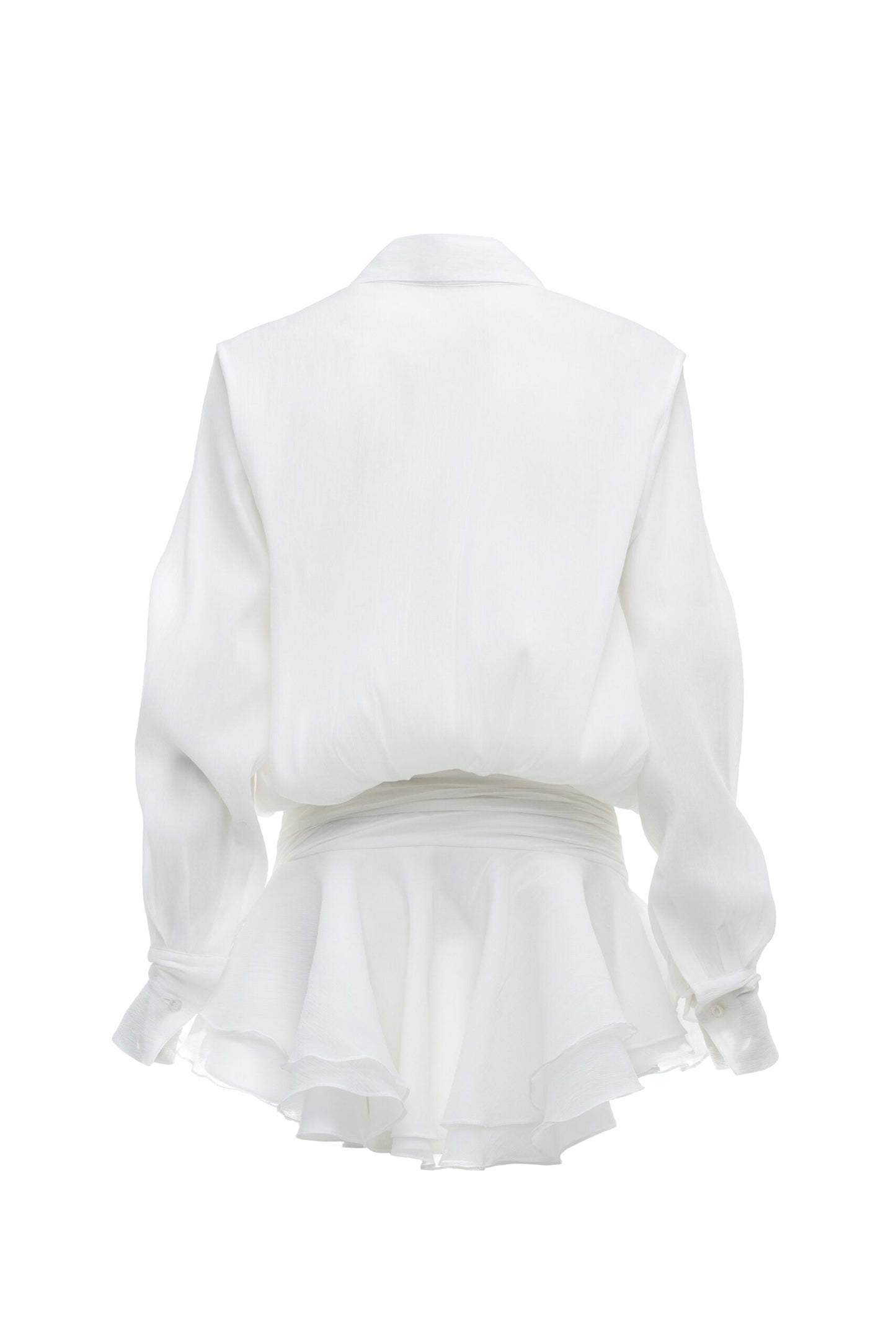 Ember Ruched Ruffle Mini Dress - White - Stylish white dress for special occasions | Buy Online