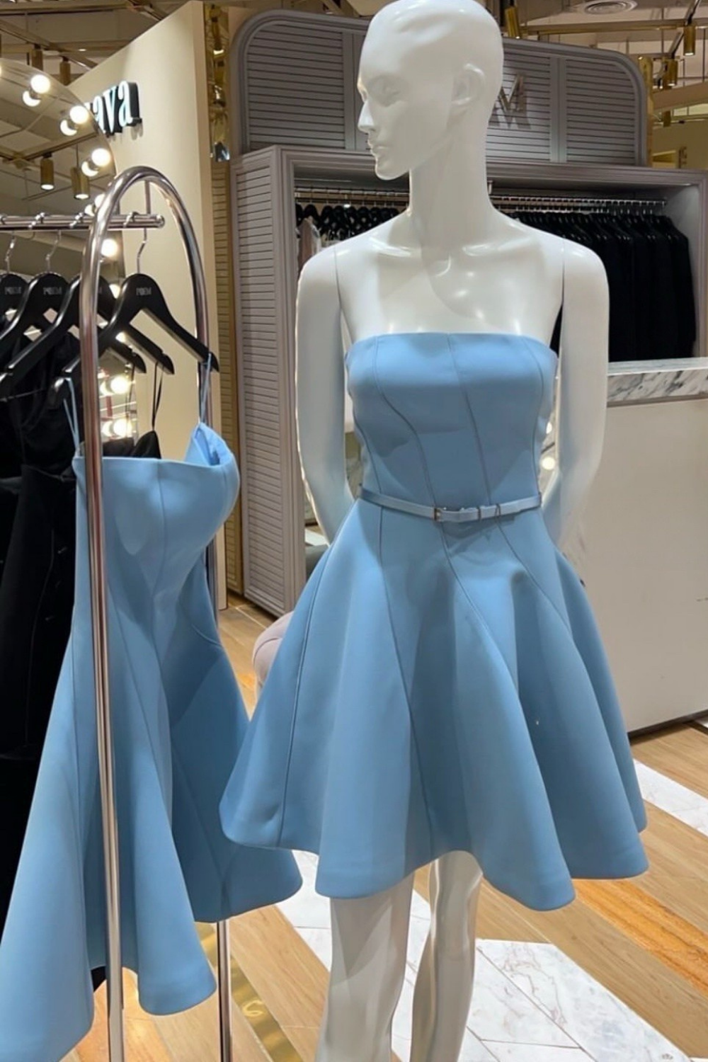 cornelia off-shoulder Sleeveless Mini Dress in blue