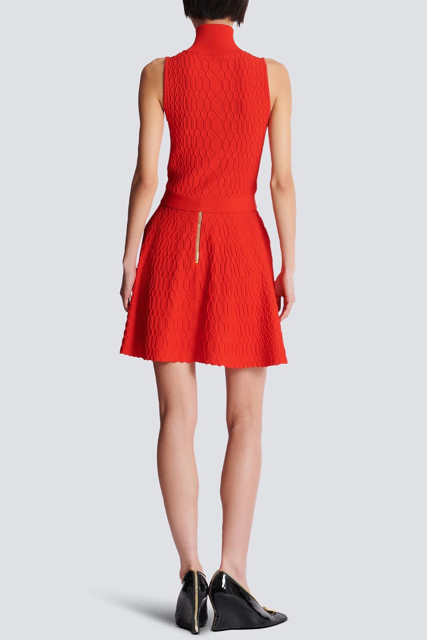 marina Sleeveless plaid Knit Top skirt set in red