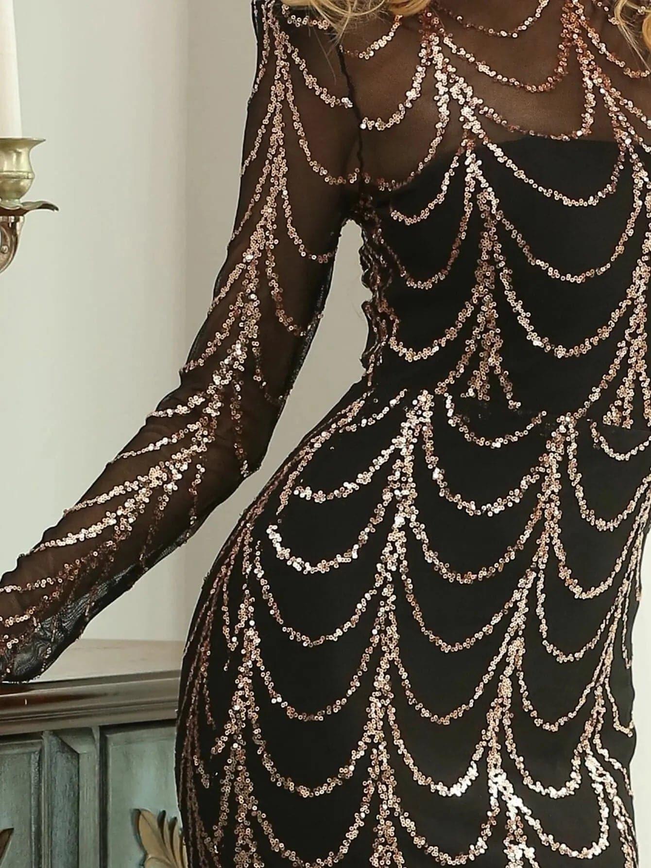 See-through Ripple Cocktail Dress