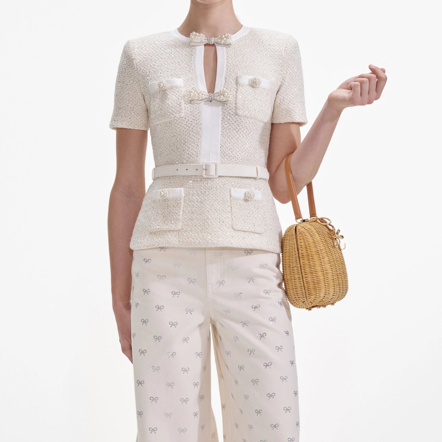 kristin Cream Sequin Knit Top