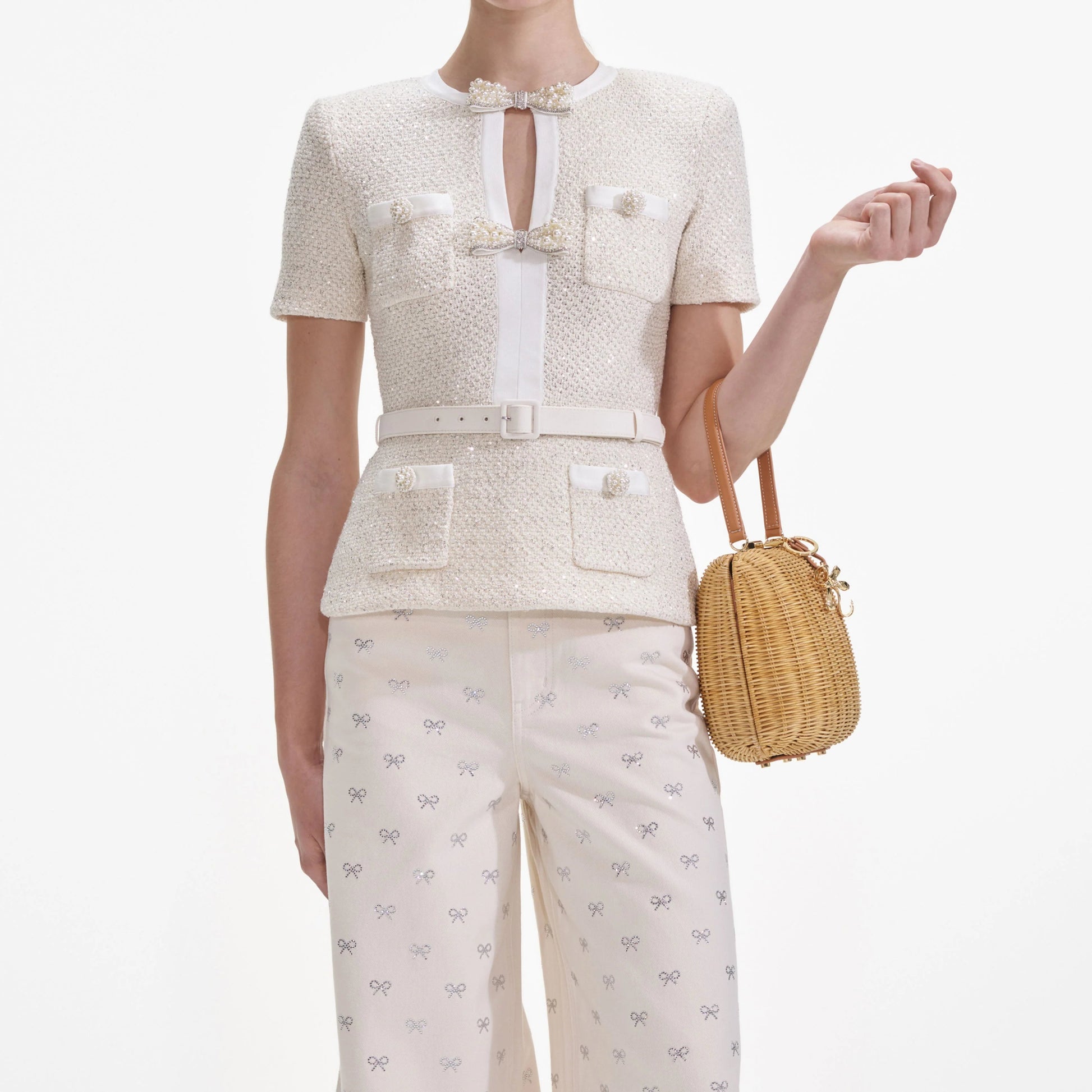 kristin Cream Sequin Knit Top