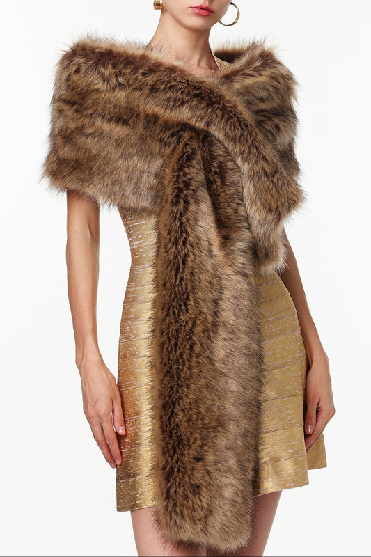 Ellalabel Freda Faux Fur Shawl - Crafted from High-quality Fabrication - Designed for Elegant Occasions.