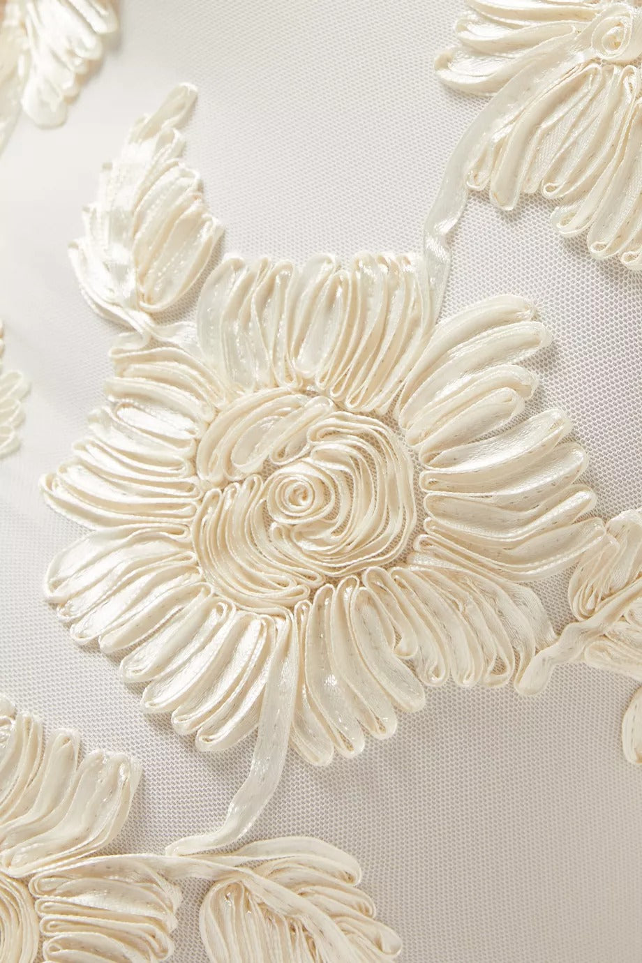 Floral-Embroidered Mesh Mini Dress In Ivory