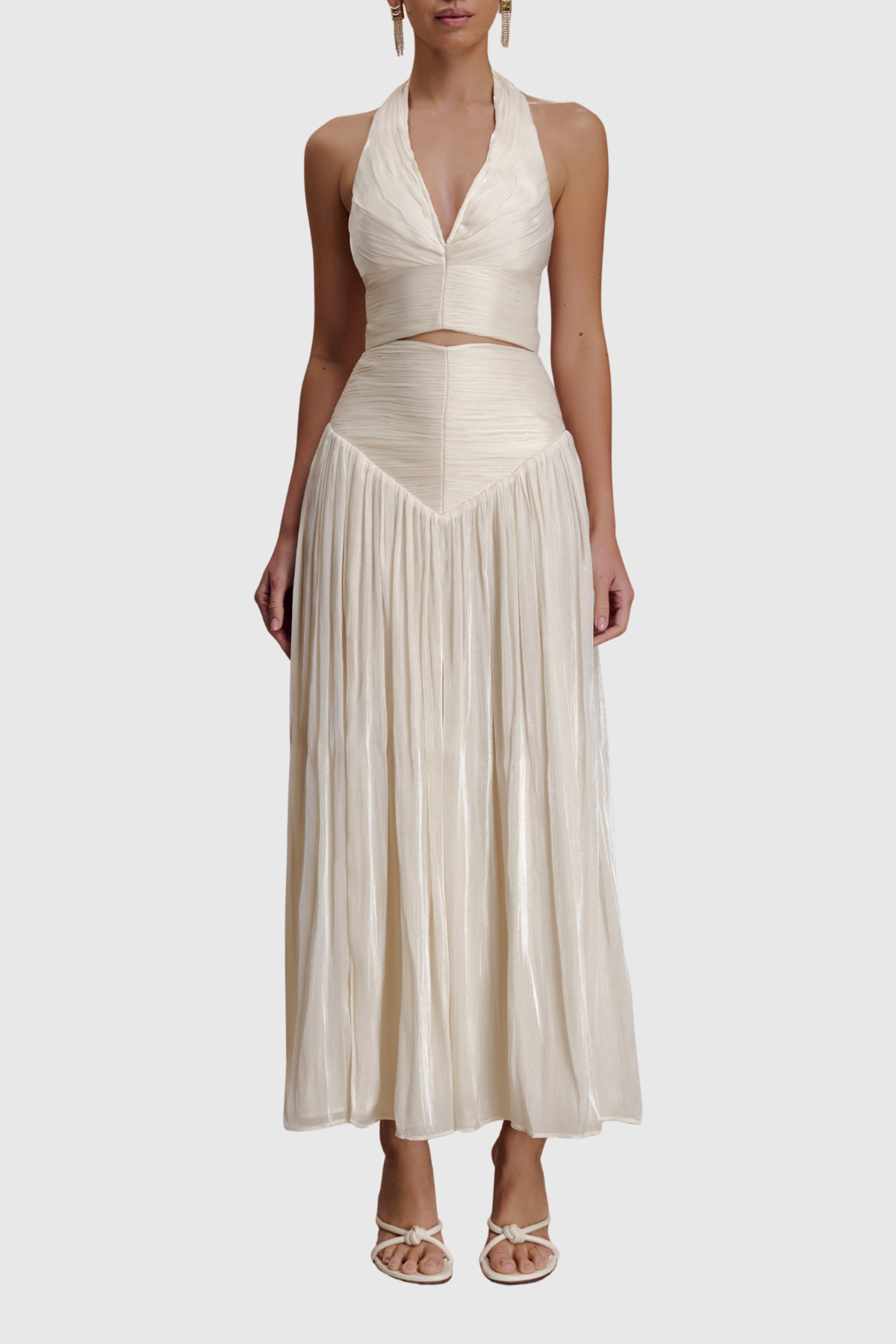 bblythe Halter Neck Front Ruch Skirt Set