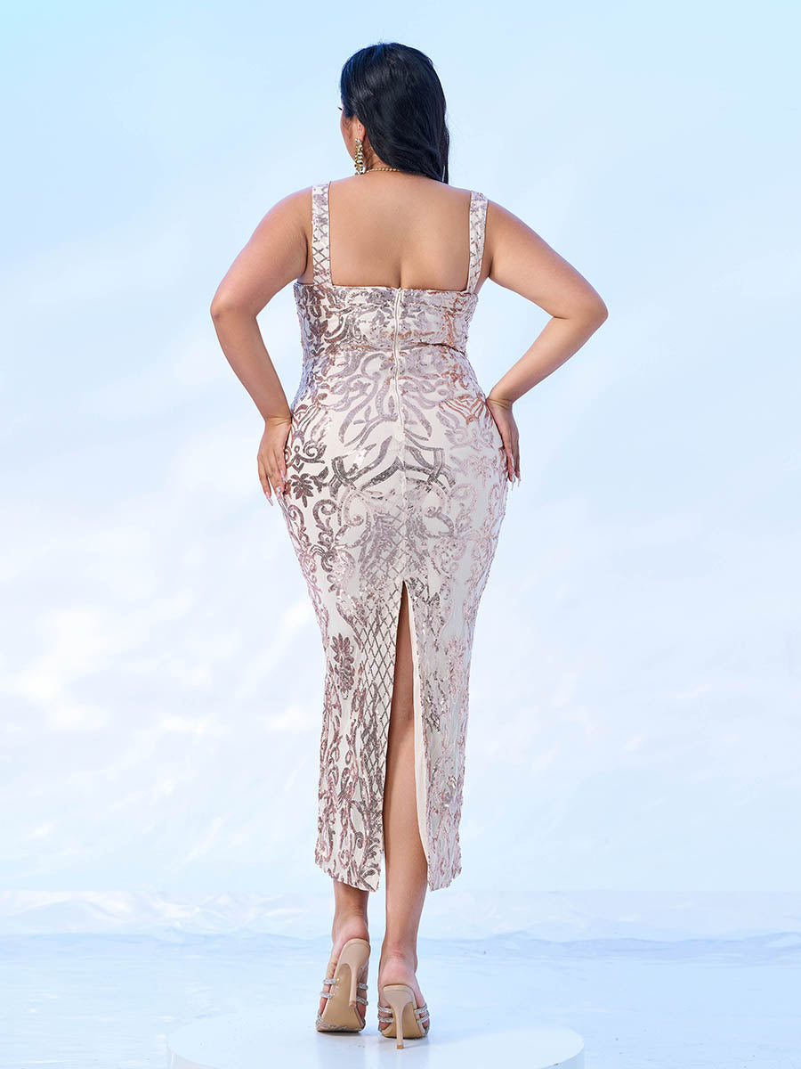 Square Neck Split Cocktail Dress