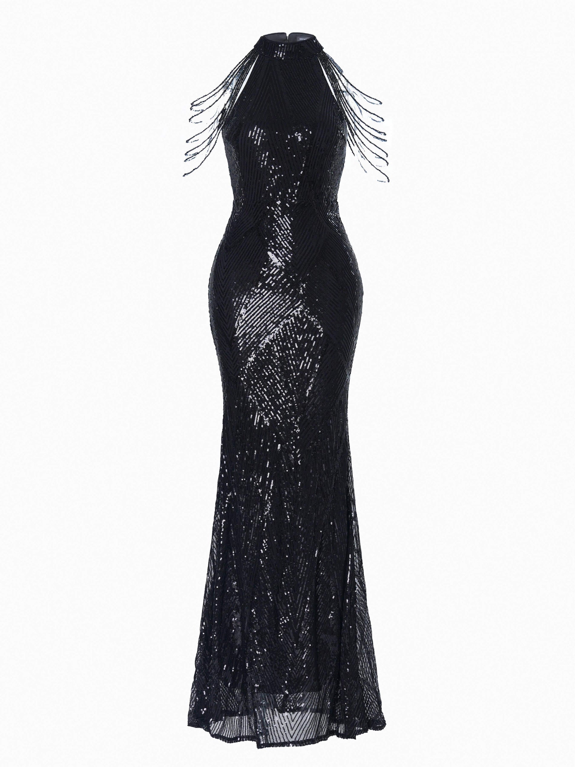 Geometric Sequin Chain Mermaid Prom Dress