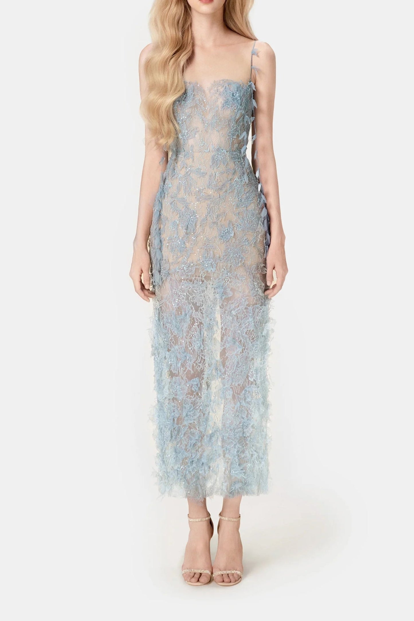 nelly BLUE BEADED LACE maxi DRESS