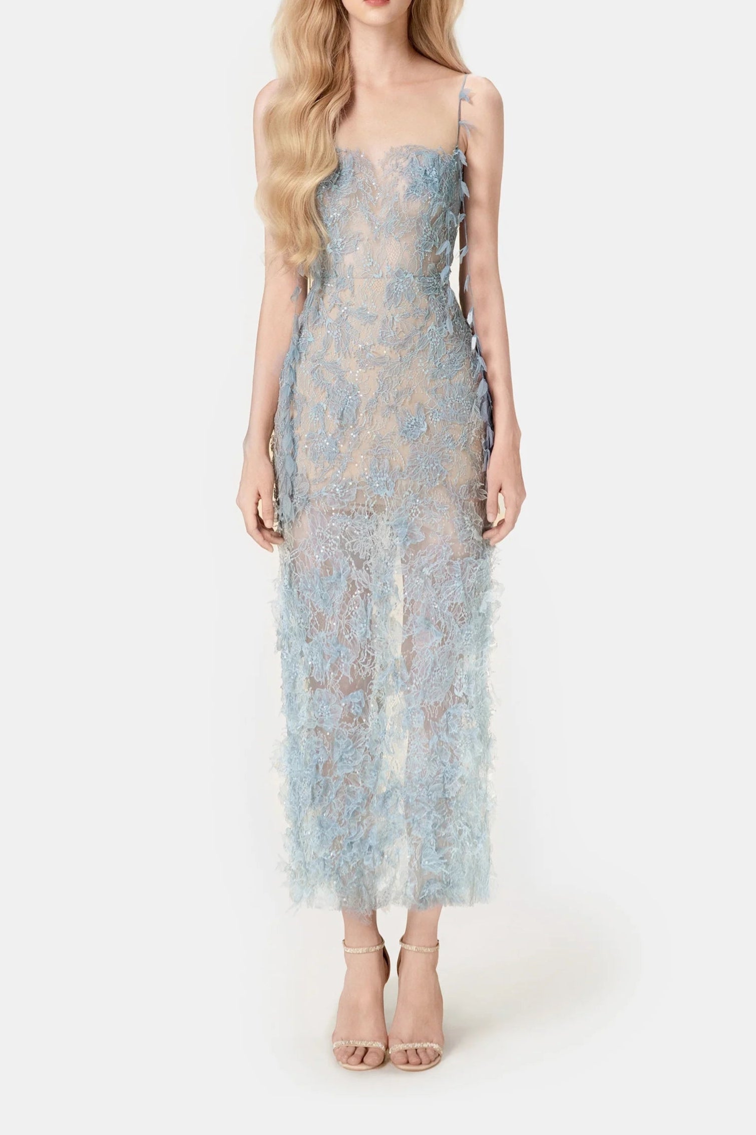 nelly BLUE BEADED LACE maxi DRESS