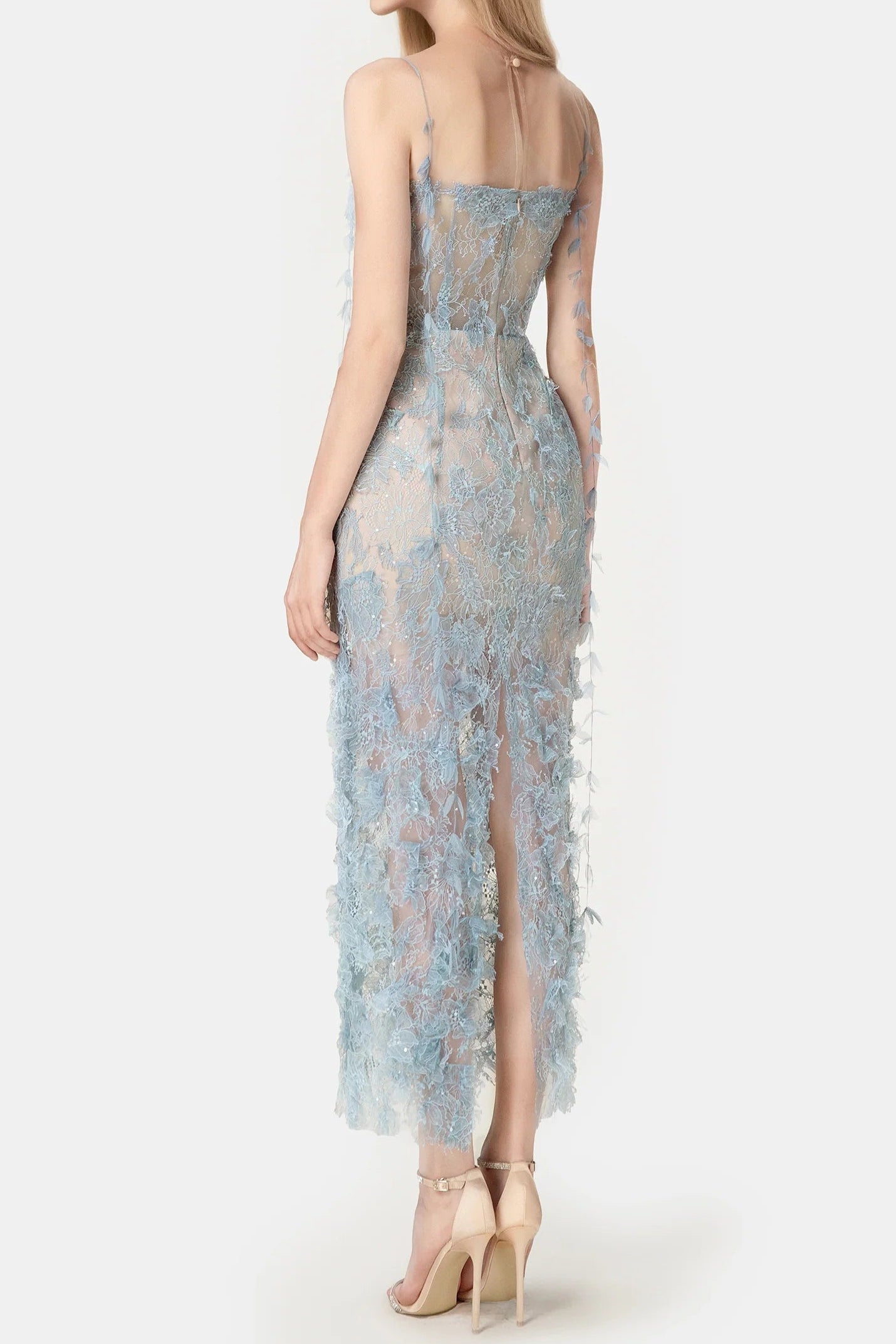 nelly BLUE BEADED LACE maxi DRESS