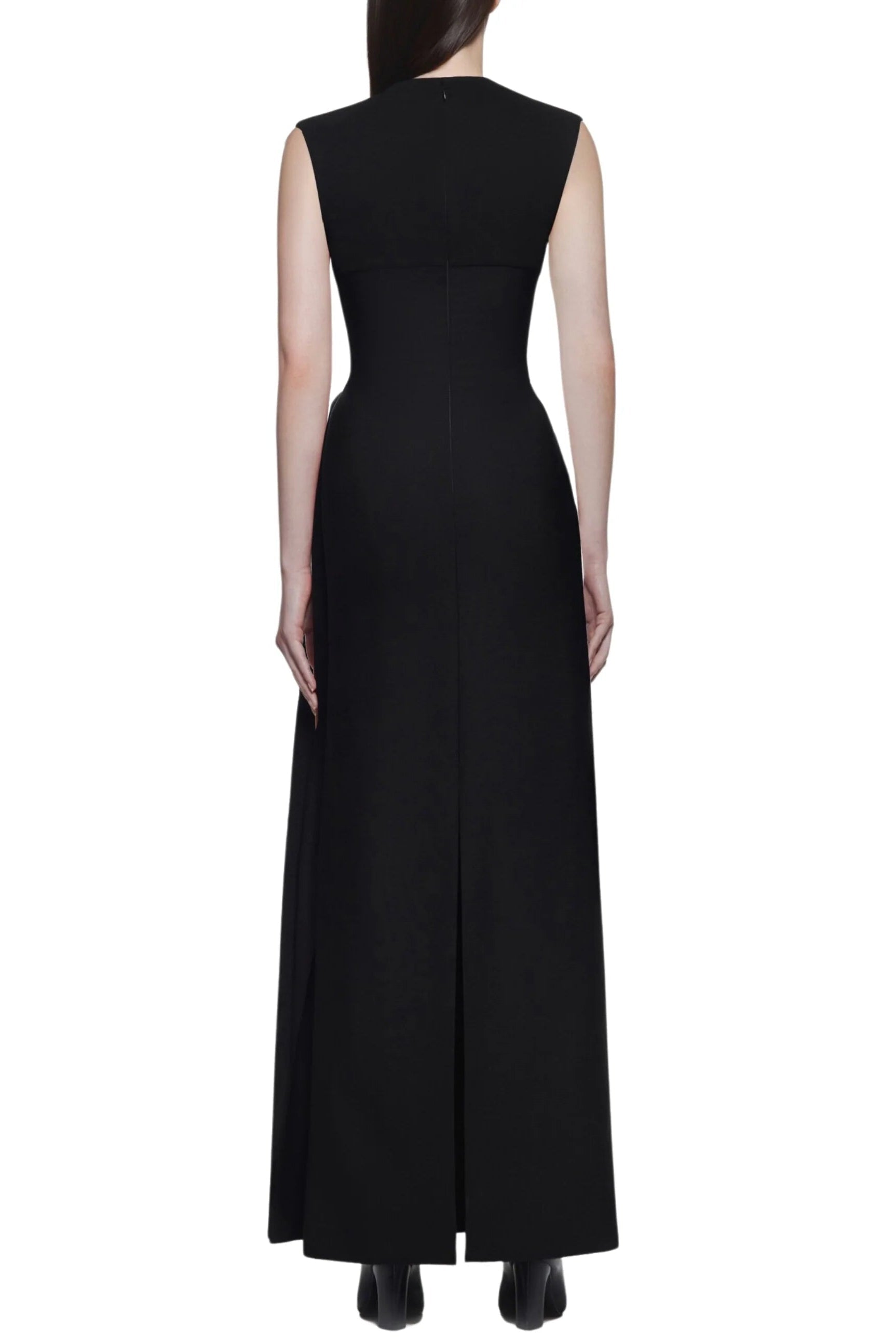 evelyn Interlock pleated Knit maxi dress in black
