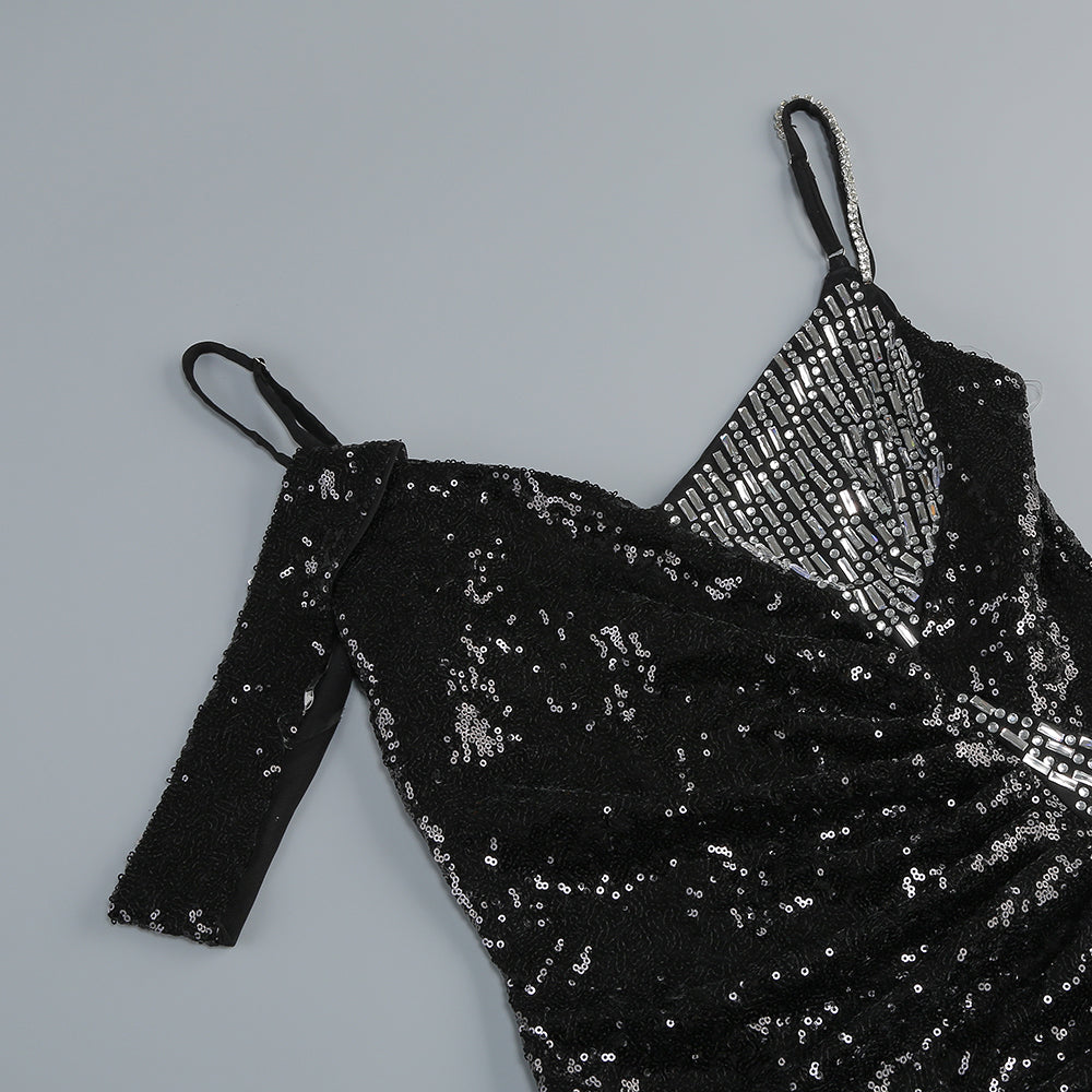 Stylish black dress | ashley sequin strap maxi dress in black - Ideal for special occasions