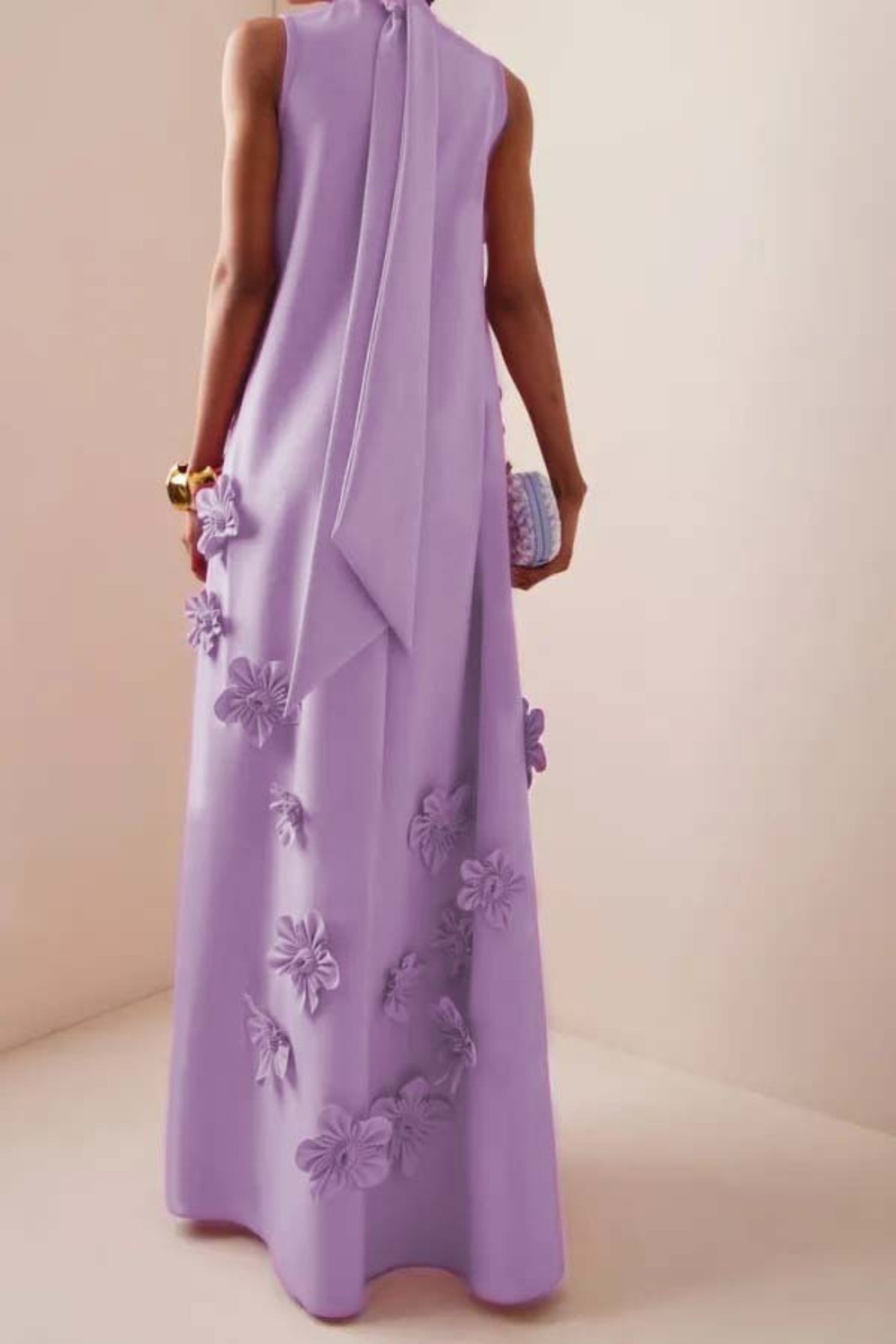 molly PURPLE FLOWER EMBELLISHED MAXI DRESS
