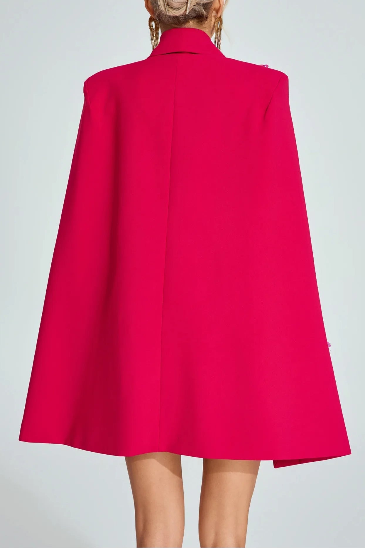 jocelyn Rose Red Cape-Sleeve Blazer mini Dress