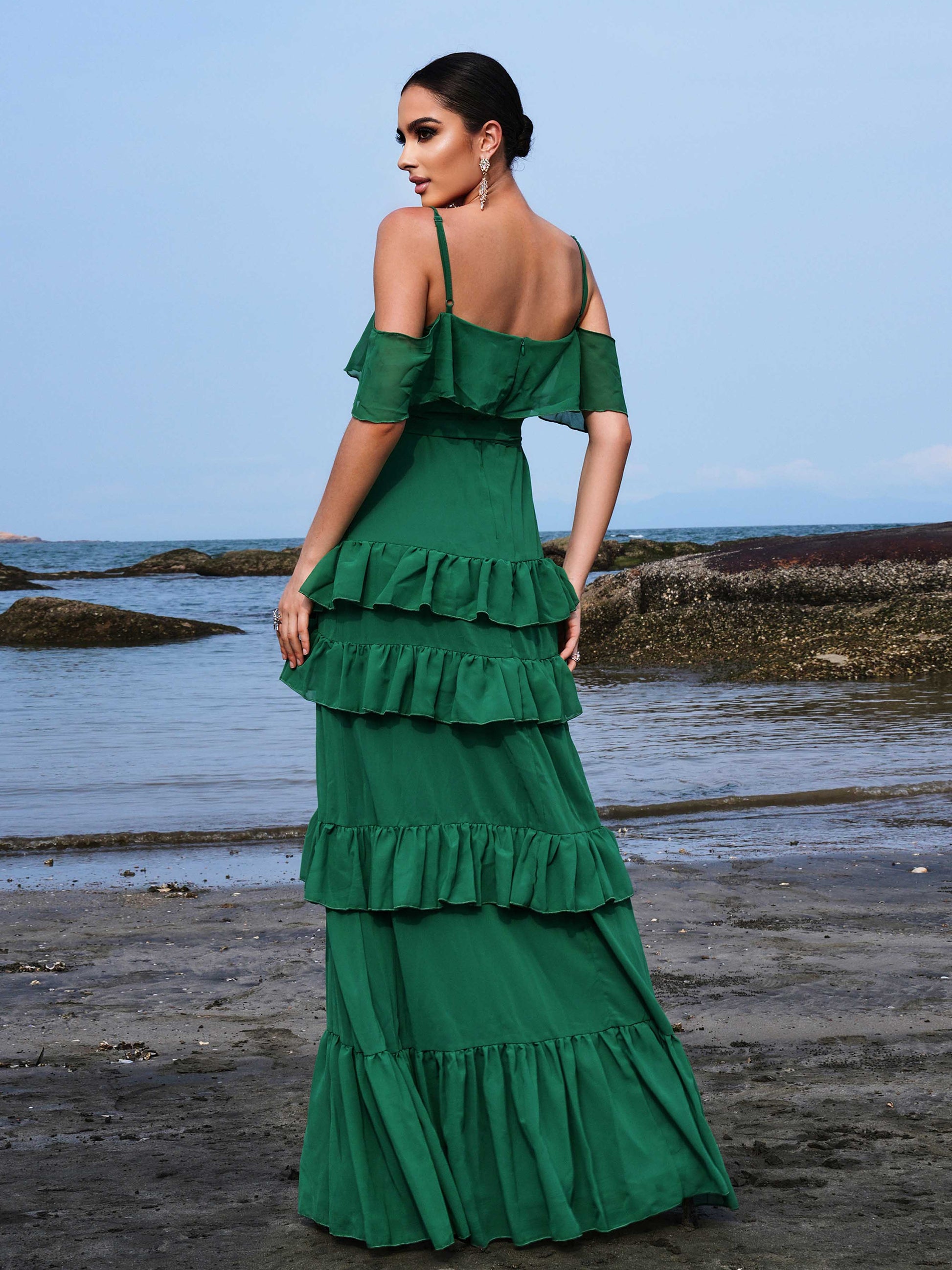 Ruffled Chiffon Vacation Dress