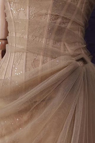 xaviera BROWN LACE CORSET maxi DRESS