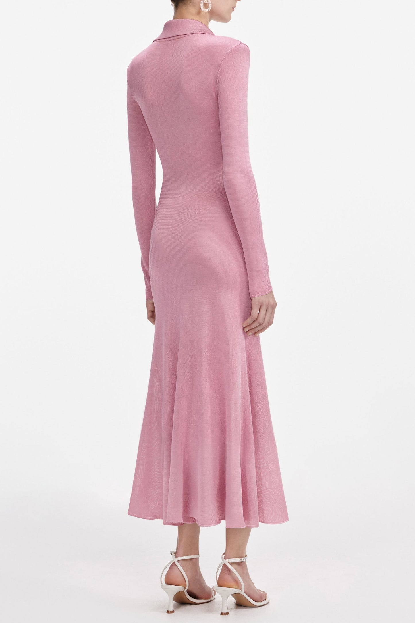 dominic Pink Viscose Knit Midi Dress - Stylish pink dress for special occasions | Buy Online