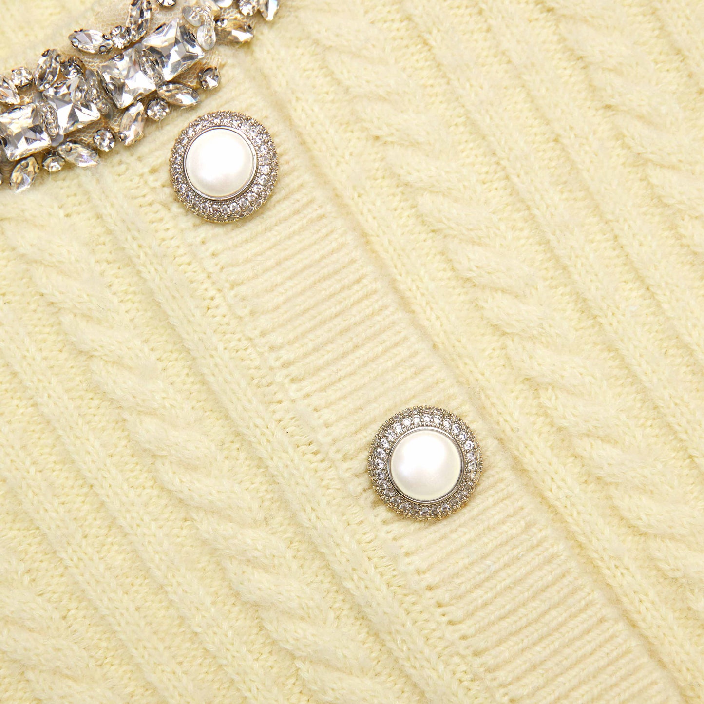 virginia Yellow rhinestones embellished Alpaca Cardigan