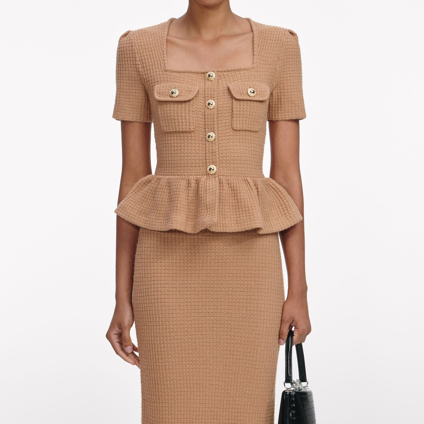Shop  beautiful dress - Perfect for special occasions | natalie Camel Peplum Knit Midi Dress