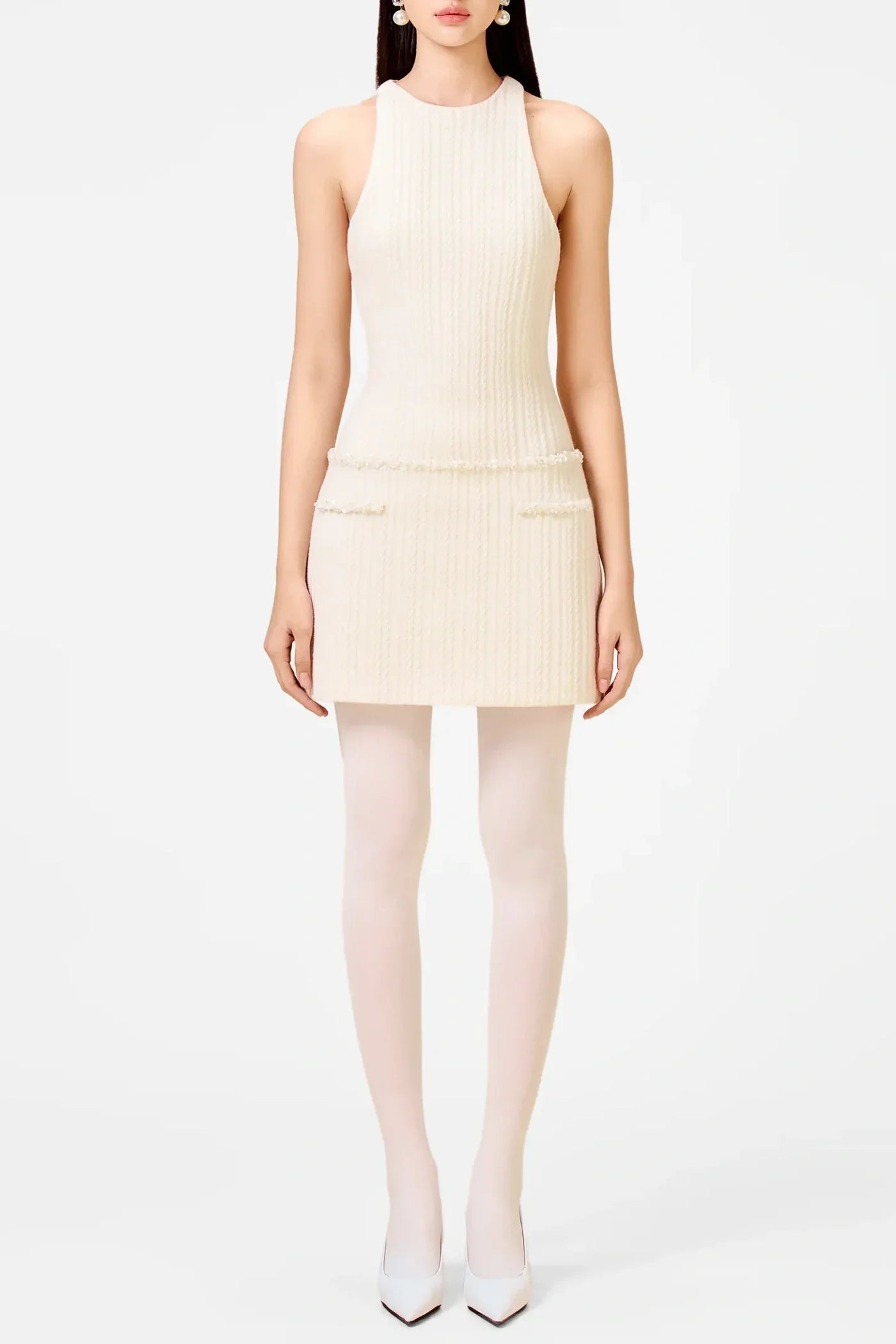 charlotte Sleeveless Beaded Embellished  Knit Mini Dress