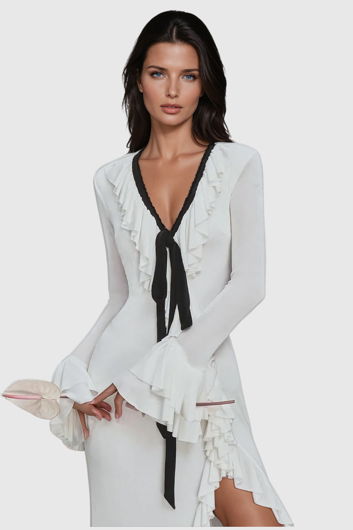 Aesara Ruffle Lace Up Maxi Dress - Stylish beautiful dress for special occasions | Buy Online