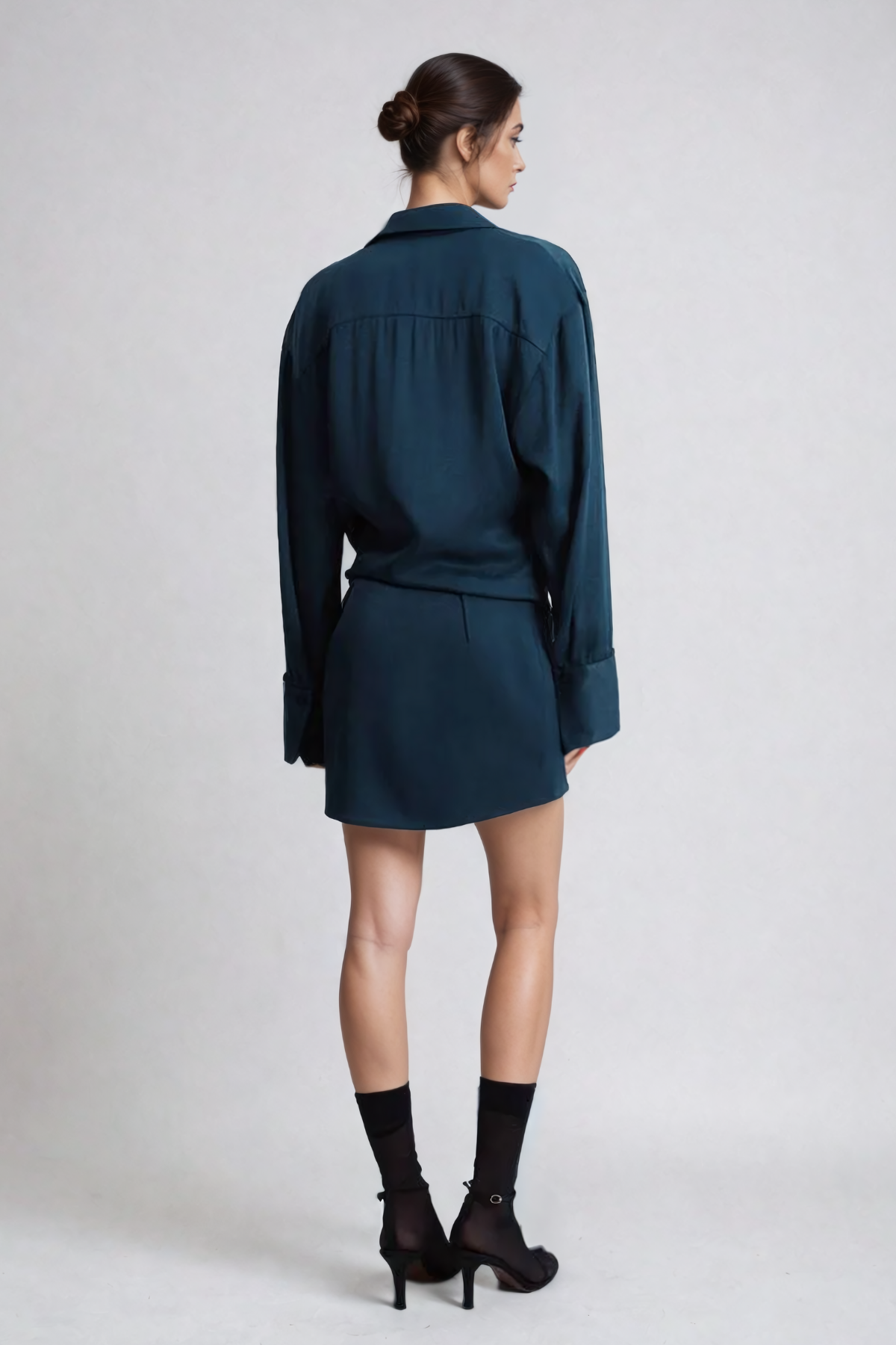 Stylish beautiful dress | Aguirre Cowl Neck Satin Shirt Mini Dress - Ideal for special occasions