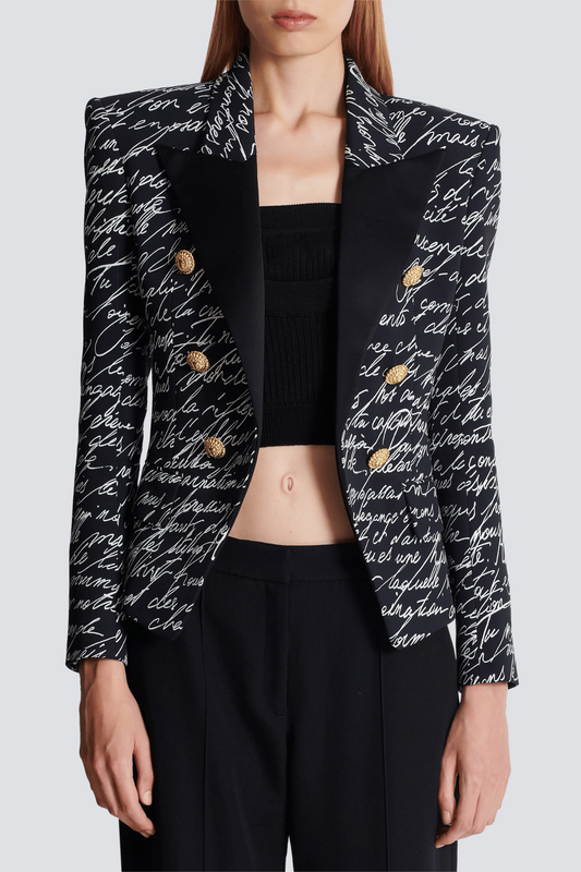 Ellalabel Ailis Print Buttoned Blazer - Crafted from High-quality Fabrication - Designed for Elegant Occasions.