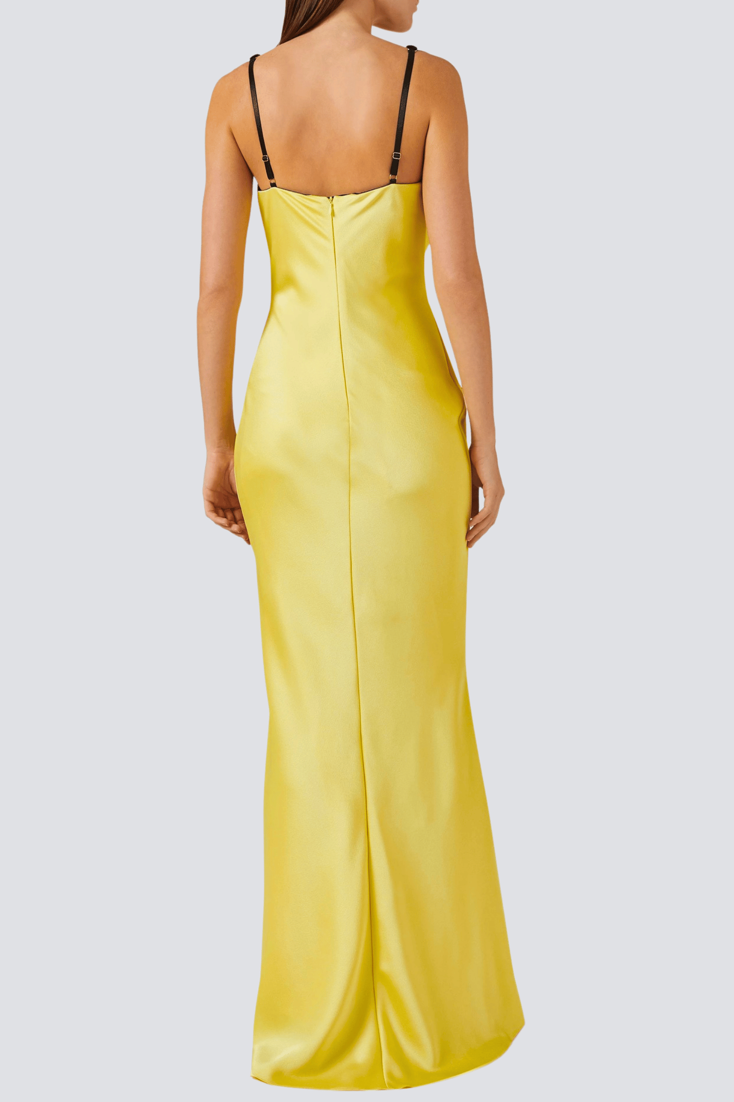 ALFREDO SATIN CUTOUT VELVET MAXI DRESS - YELLOW