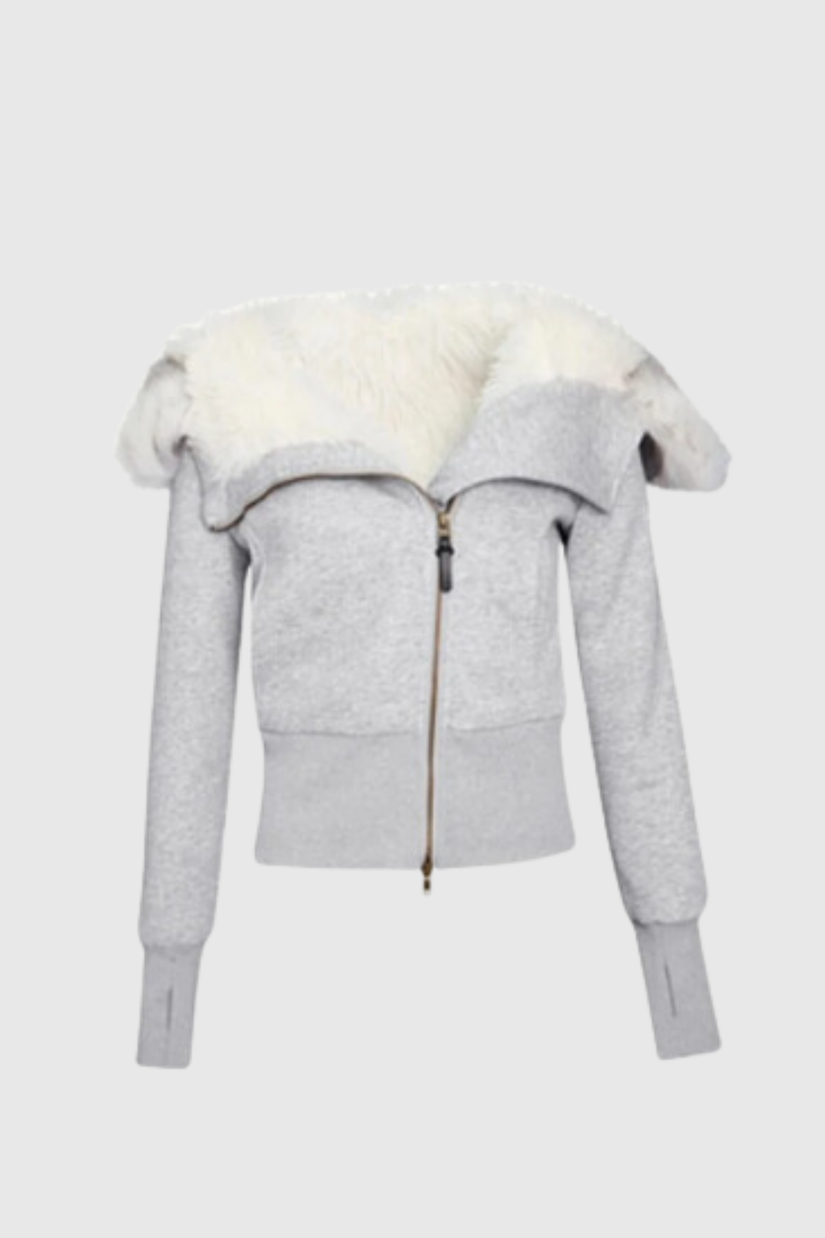 maureen Faux Fur Zipper Asymmetric Jacket In Grey