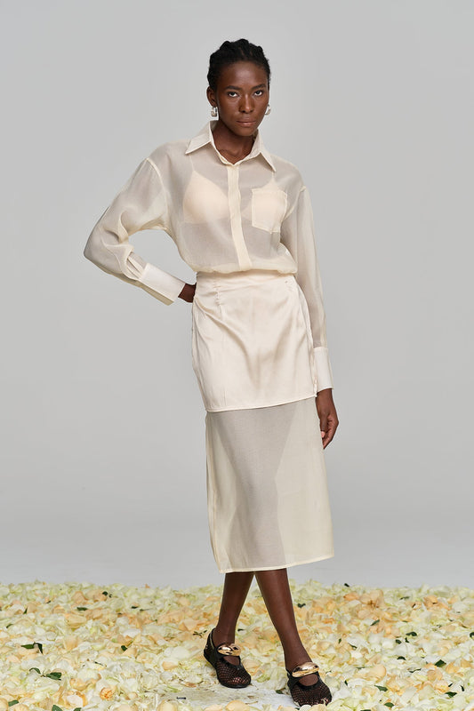 Ellalabel Alonzo Mesh High Rise Skirt Set - Crafted from High-quality Fabrication - Designed for Elegant Occasions.