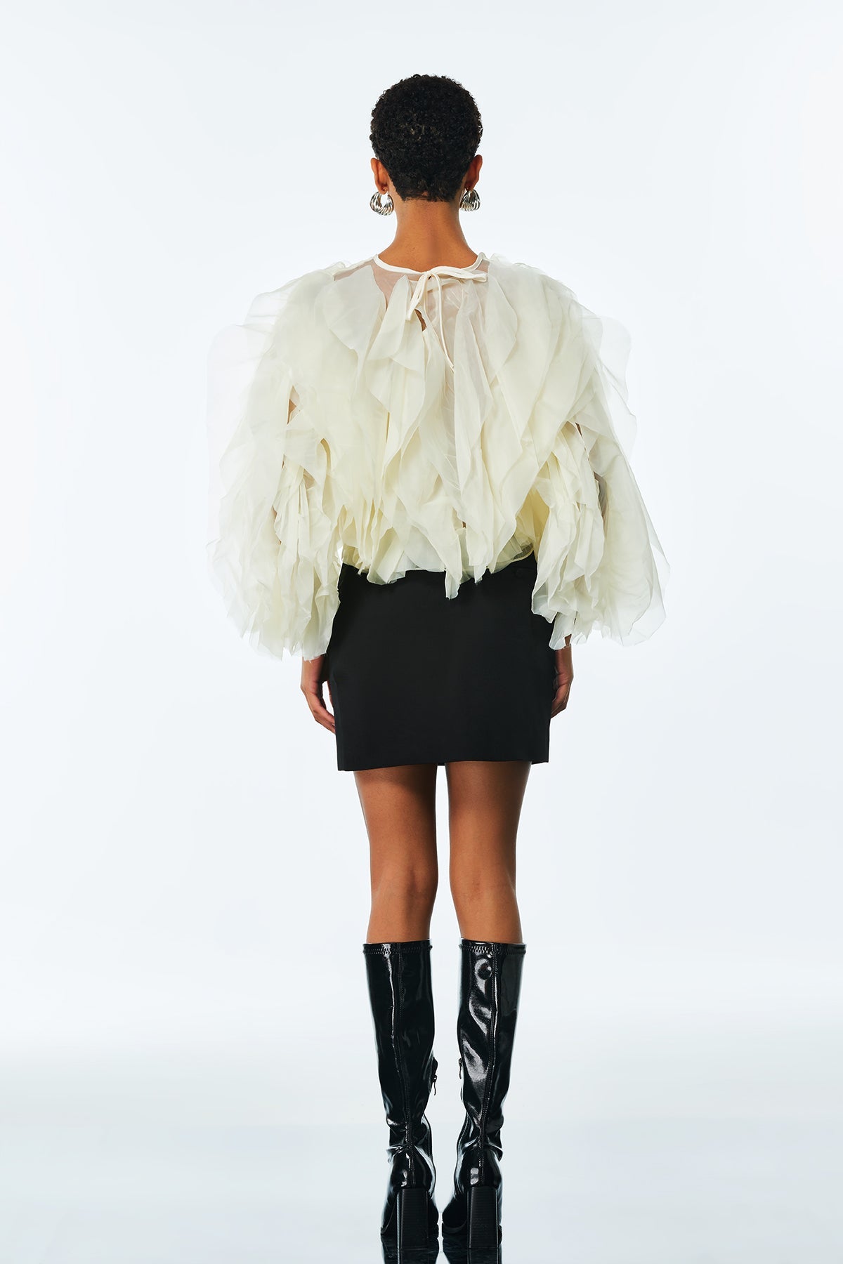 Shop  beautiful dress - Perfect for special occasions | Amarine Mesh Ruffle Ruch Shirt In Apricot