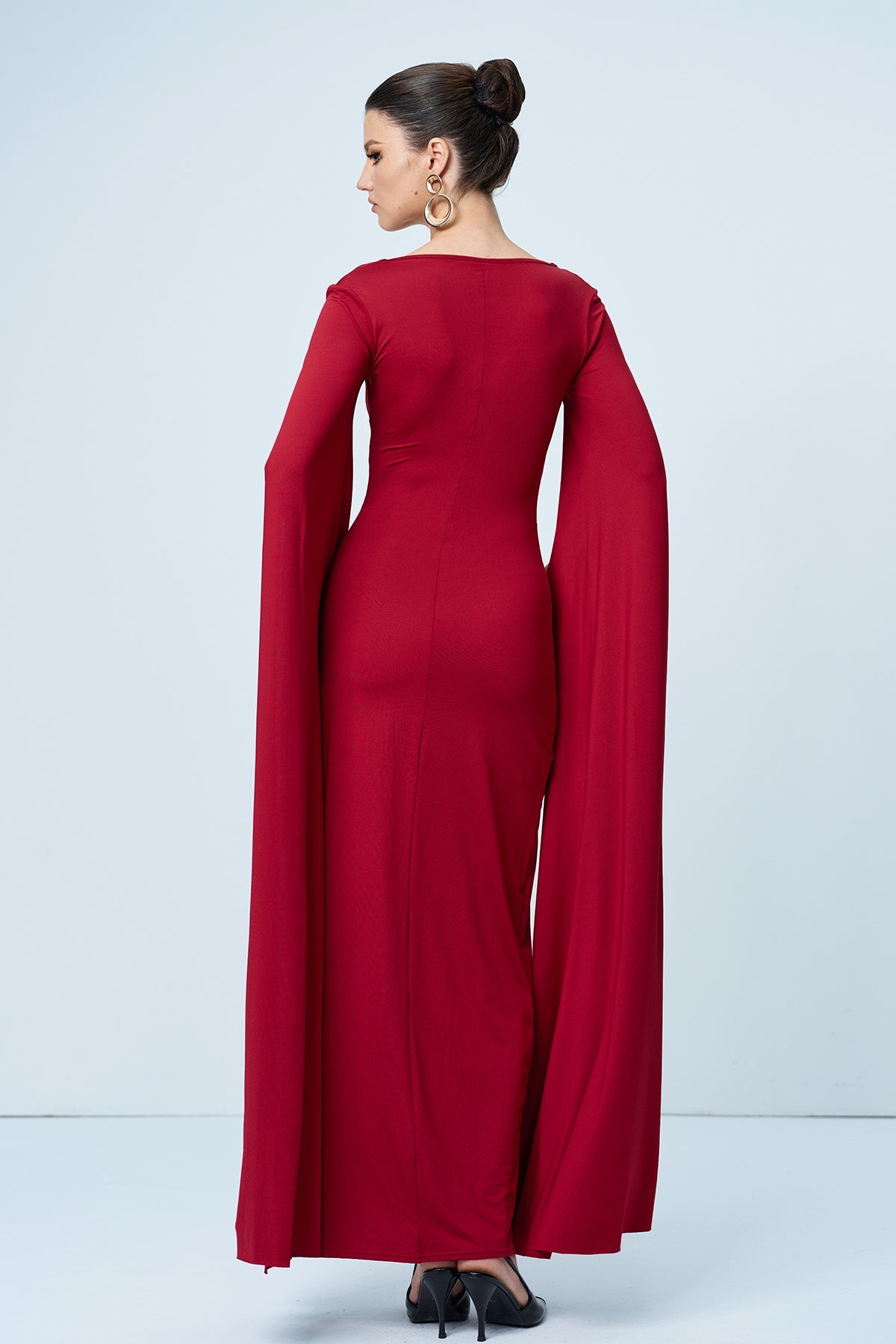 Shop  red dress - Perfect for special occasions | Amazu Shawl Split Ruch Maxi Dress In Red