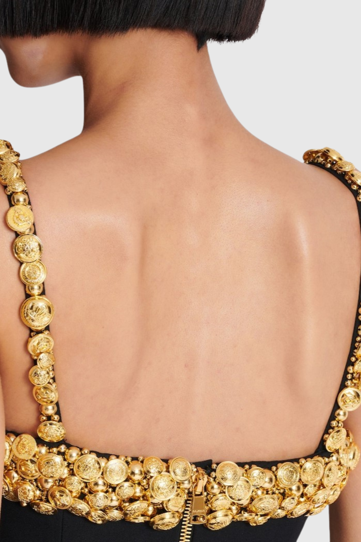 nelly black Buttoned Embellished Top & Mini Skirt Set