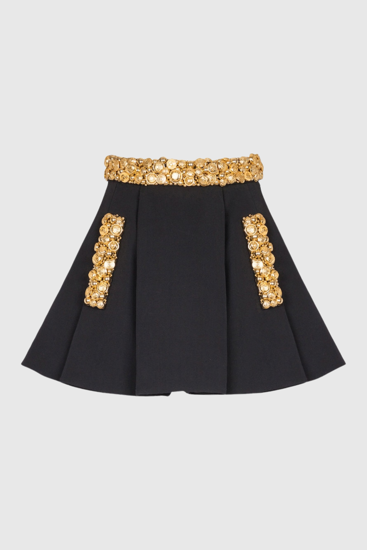 nelly black Buttoned Embellished Top & Mini Skirt Set