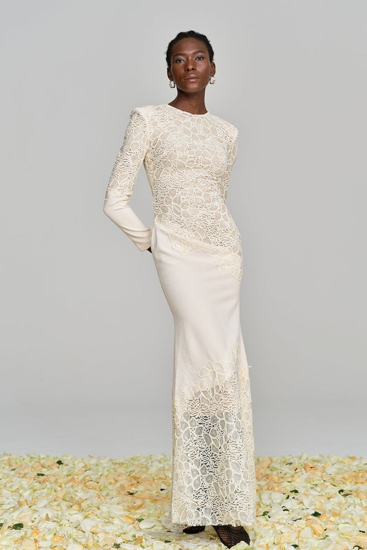 Ellalabel Ambroise Embroidered Sequin Maxi Dress - Crafted from Shimmering Hand-stitched Sequins- Ideal for Wedding Guest and Formal Galas.