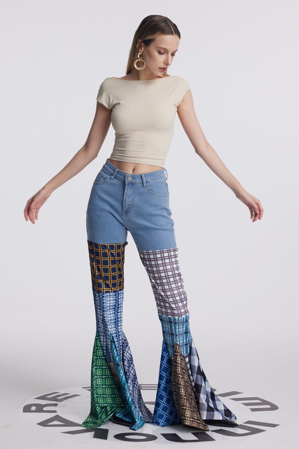 Shop  beautiful dress - Perfect for special occasions | Amedeo Grid Ruffle Deconstruct Pants