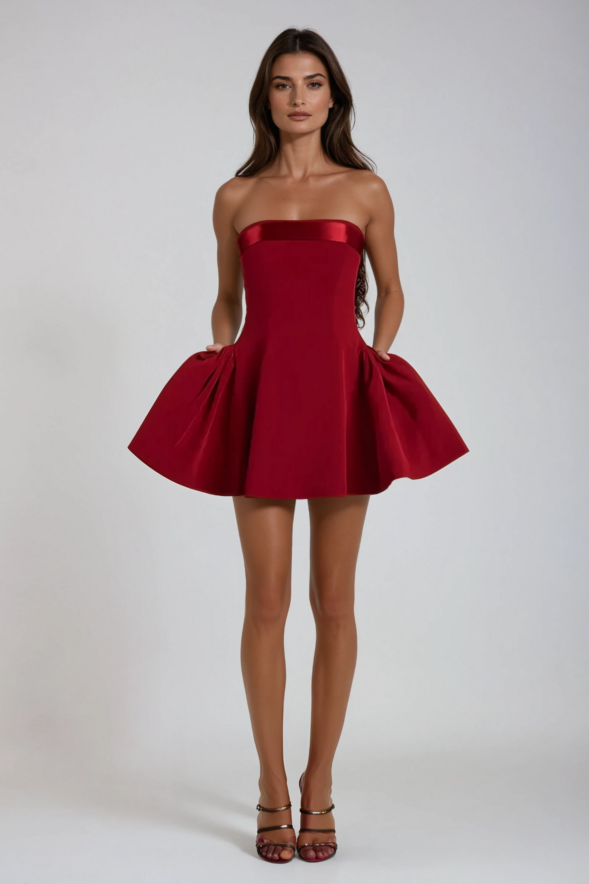 Stylish red dress | Ananda Strapless Ruffle Mini Dress In Red - Ideal for special occasions