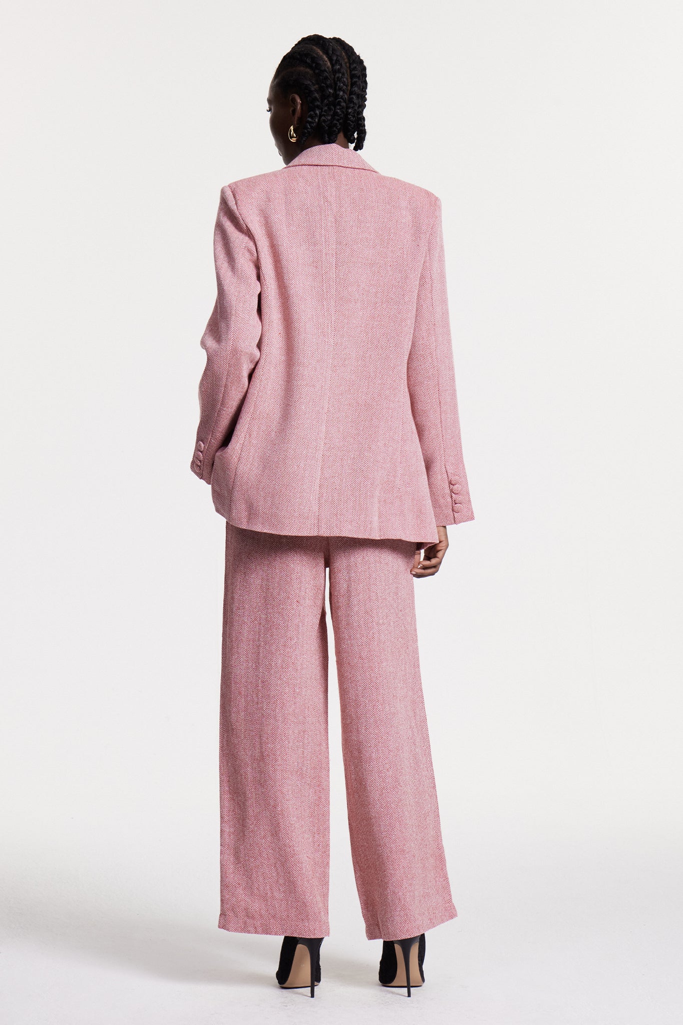 Stylish pink dress | Anang Lapel Strapless Three Piece Pants Set In Pink - Ideal for special occasions