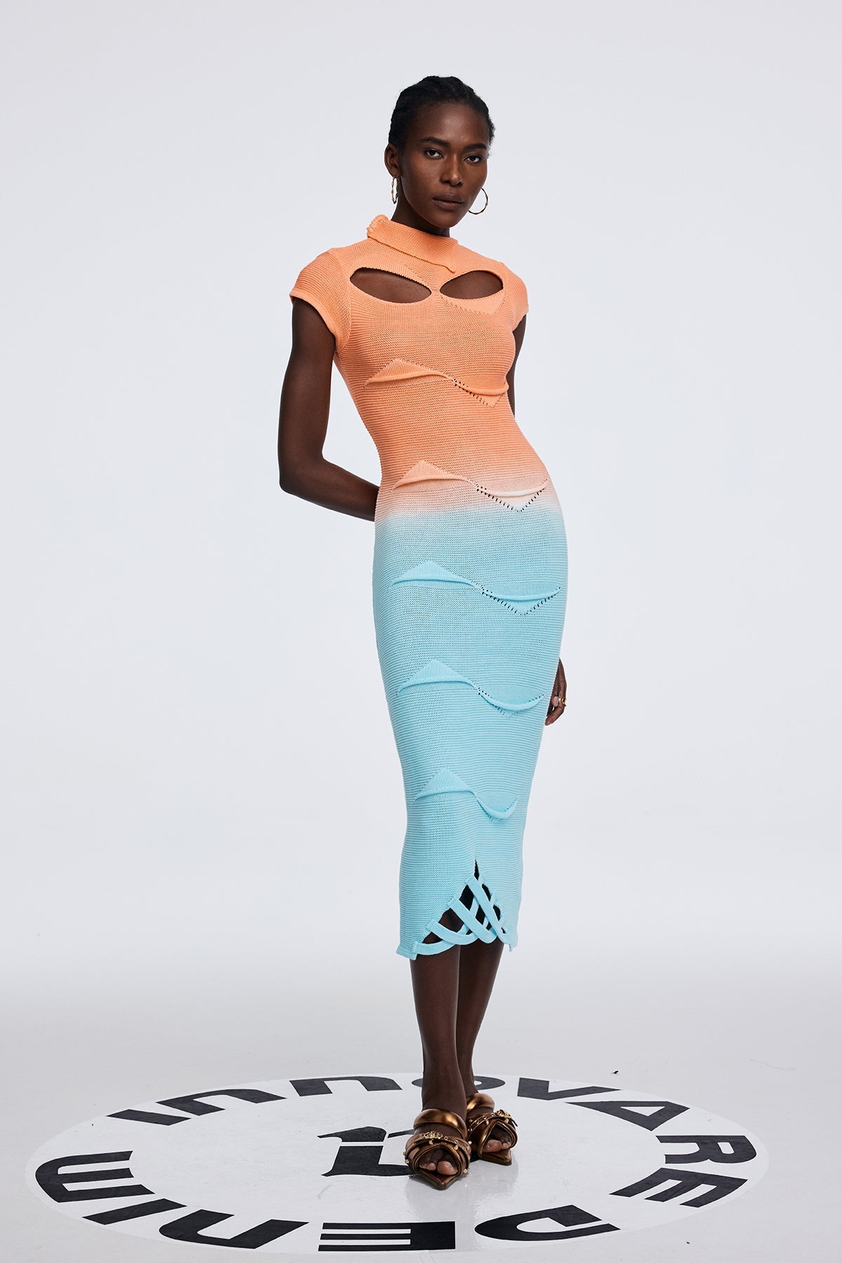 Anavia Cutout Asymmetric Ombre Maxi Dress