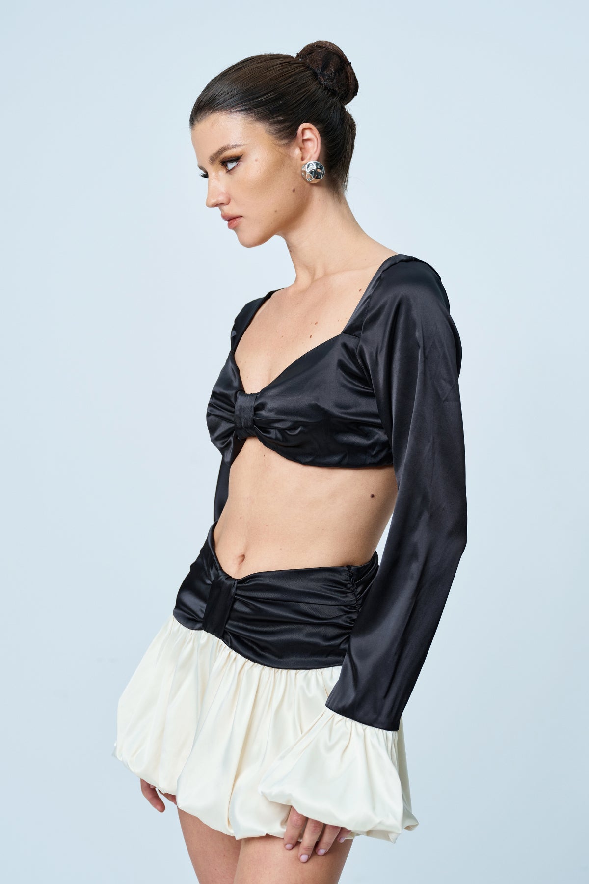 Stylish beautiful dress | Angus Crop Ruch Contrast Skirt Set - Ideal for special occasions