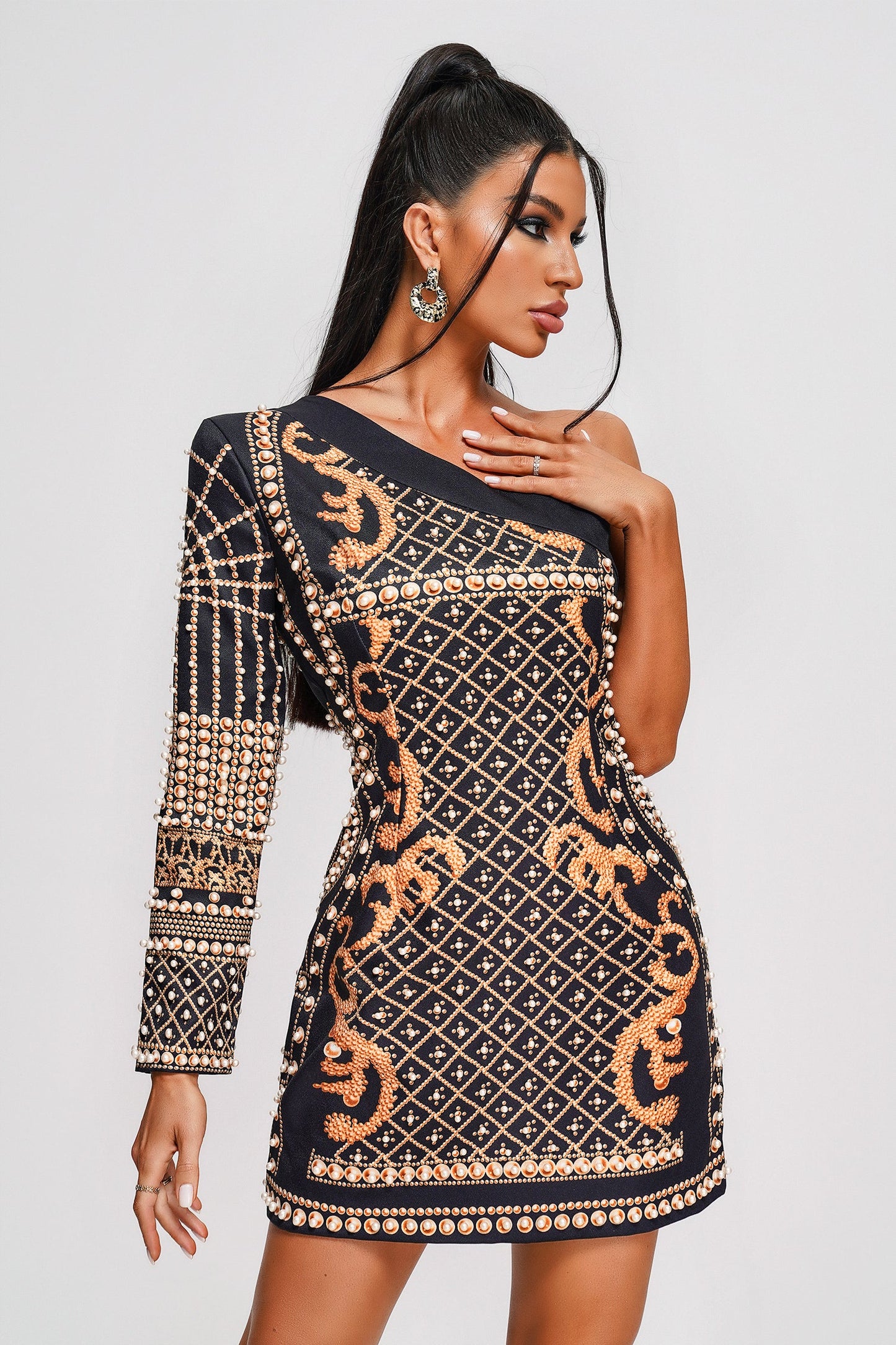 Ankia One Shoulder Pearl Mini Dress - Stylish beautiful dress for special occasions | Buy Online