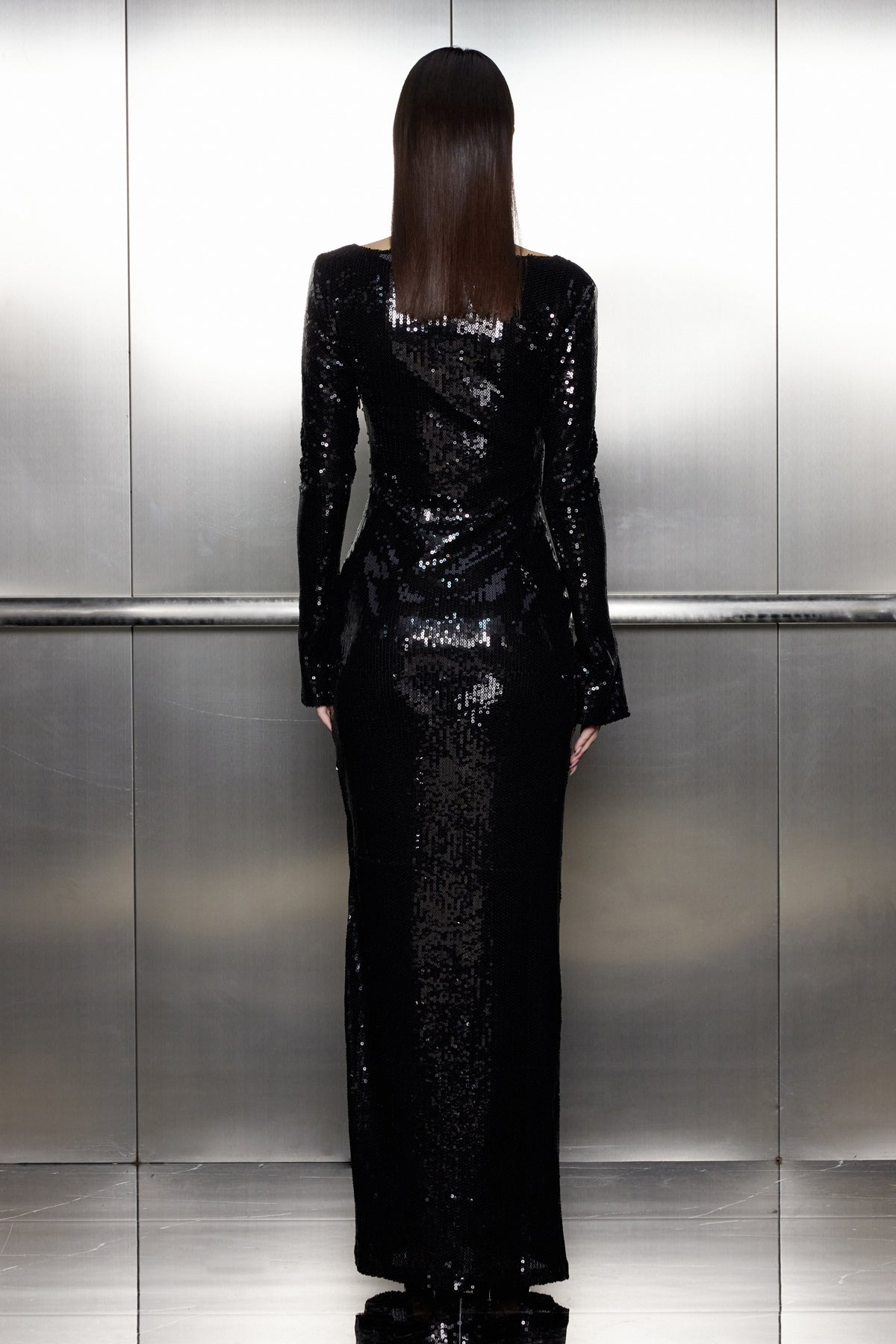 Shop  black dress - Perfect for special occasions | Aoibhe Sequin Long Sleeve Maxi Dress In Black
