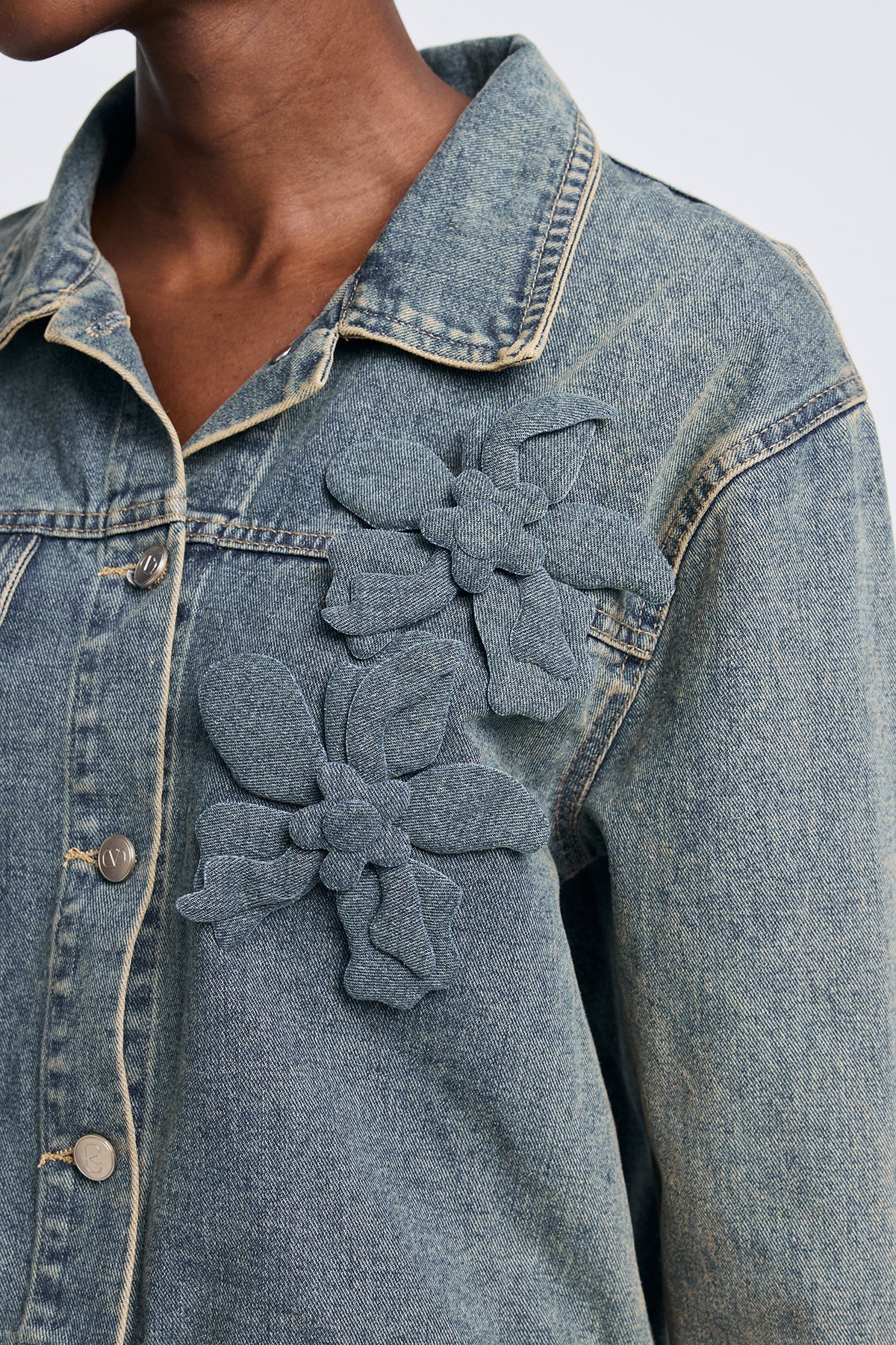 Aparawa Flower Denim Pants Set