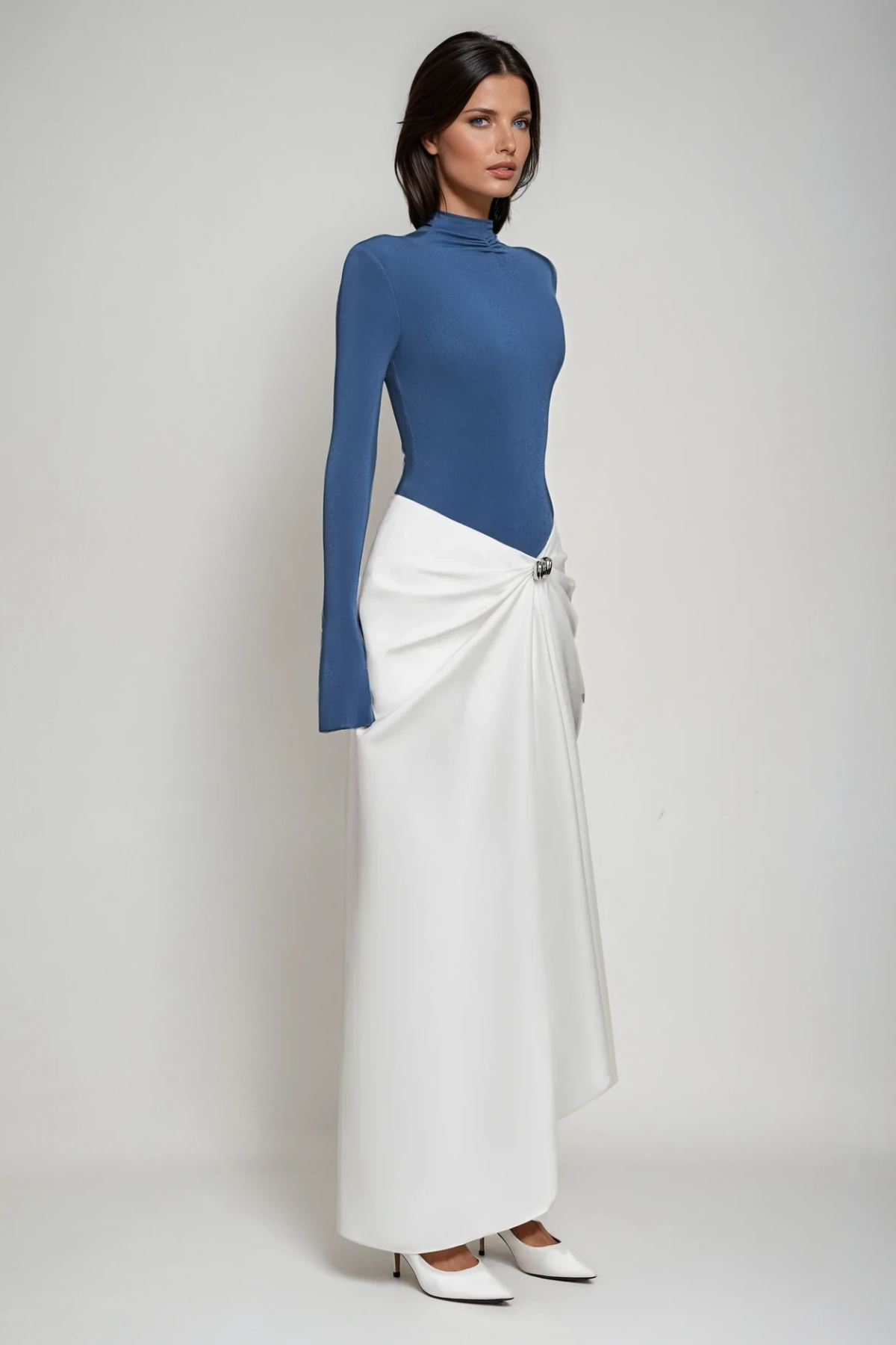 Stylish blue dress | Apria Bodycon Deconstruct Ruch Maxi Dress In Blue - Ideal for special occasions