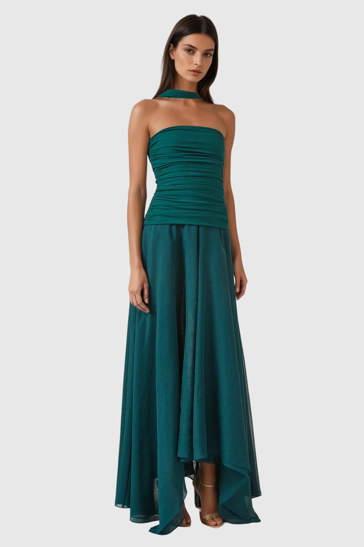 Stylish beautiful dress | Aquinnah Halter Neck Mesh Ruffle Maxi Dress - Ideal for special occasions