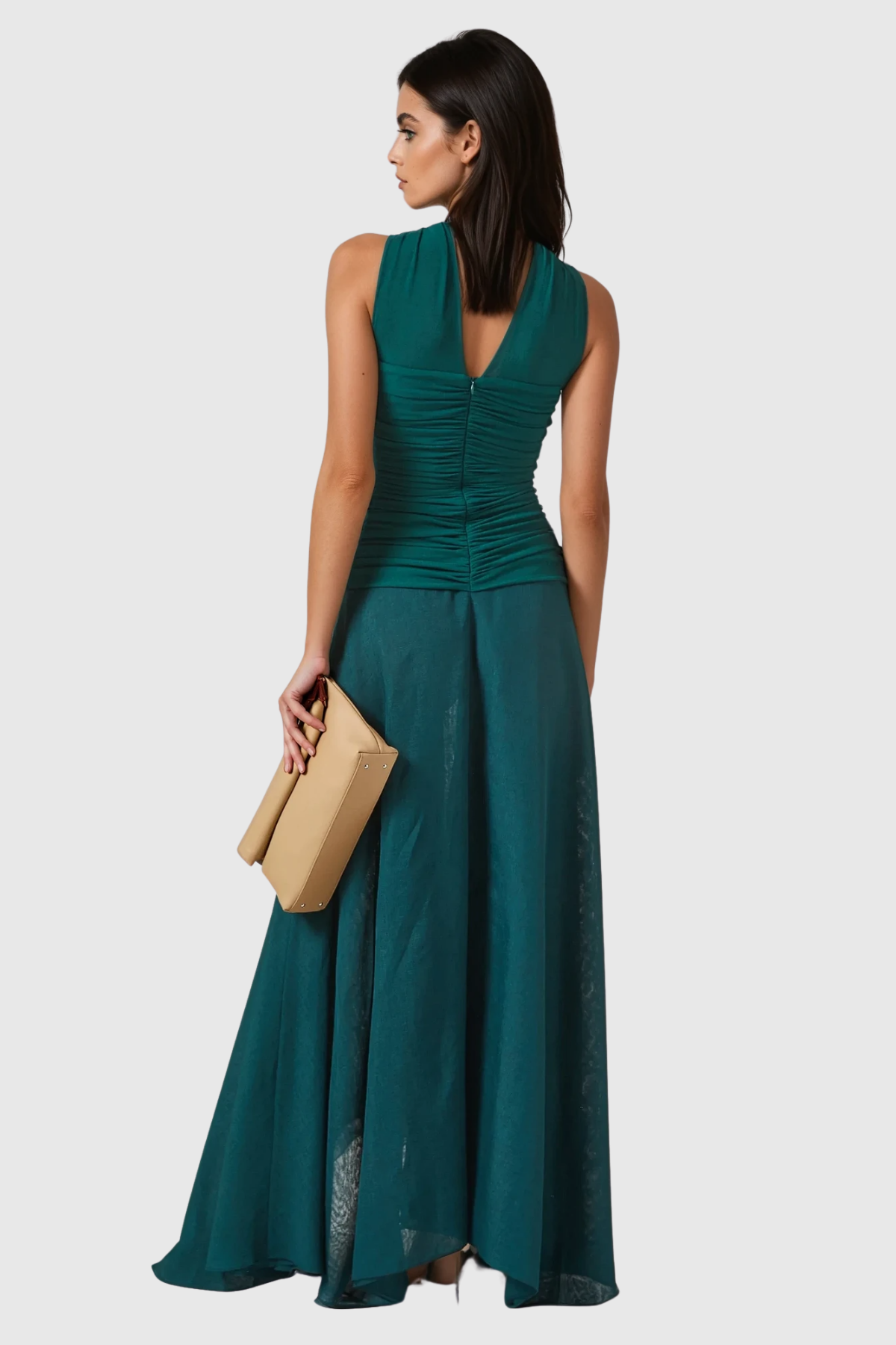 Aquinnah Halter Neck Mesh Ruffle Maxi Dress - Stylish beautiful dress for special occasions | Buy Online